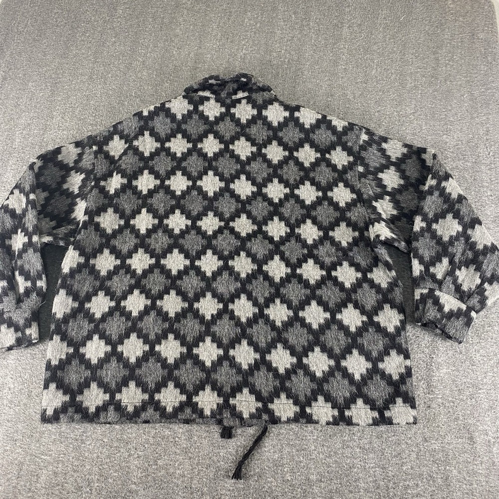 NWT Alpaca Wool Blend Southwestern Jacket Womens Gray Black 50% Alpaca Coat XL - Picture 3 of 13